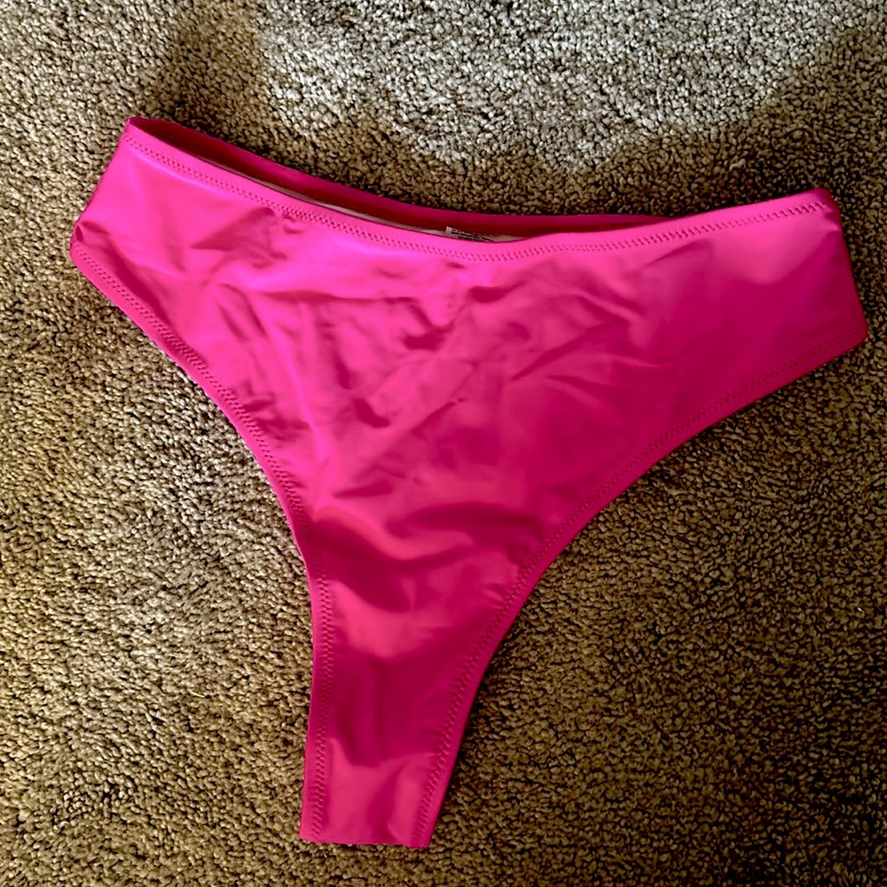Hot Pink High-Leg Bikini Bottoms
